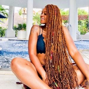 Crochet human hair blend mid back faux locs